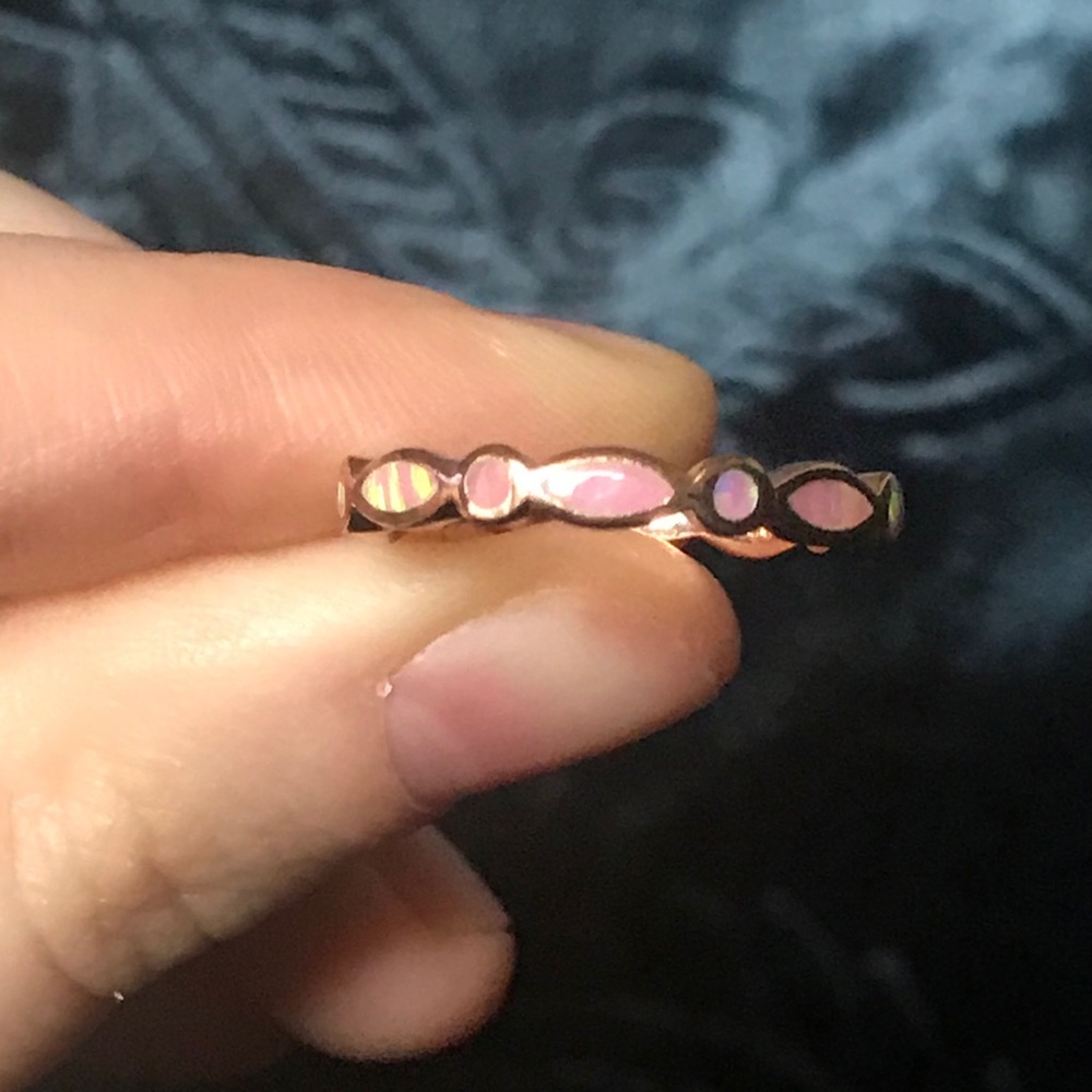 Pink opal dainty ring